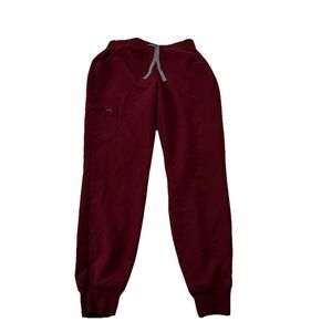 Figs Zamora Jogger Pants Women Small Burgundy High Waisted Nurse Uniform Po 2911